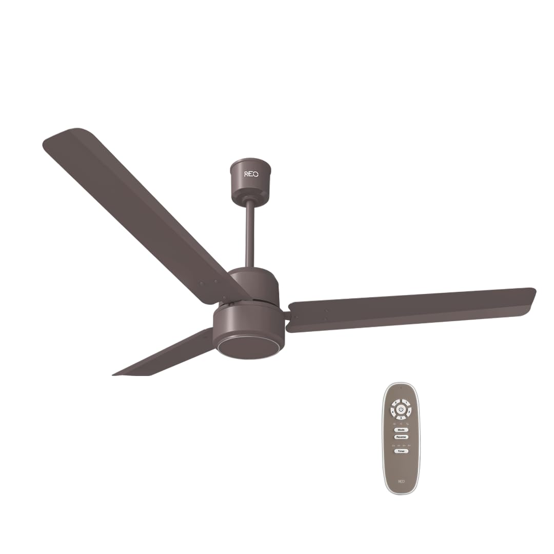 REO By UNNOVATE BLDC 1200MM 5 Star Rated Ceiling Fan| Air Flow: 220 CMM| Speed: 350 RPM|Watt: 33W| Reverse Rotation Mode| Timer Setting| 2 Year Door Step Warranty By Manufacturer (Cocoa Brown)