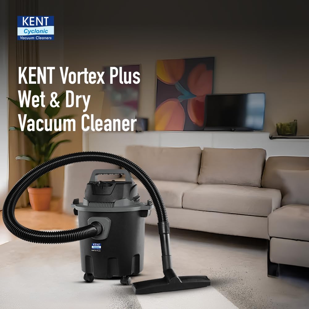 Vortex Plus Wet & Dry Vacuum Cleaner | Blower Function | 1200W Power & 12L Capacity | High Suction 17 kPa | Cyclone5 Technology | HEPA Filter | ABS Body & Rubberised Wheels | Black & Grey