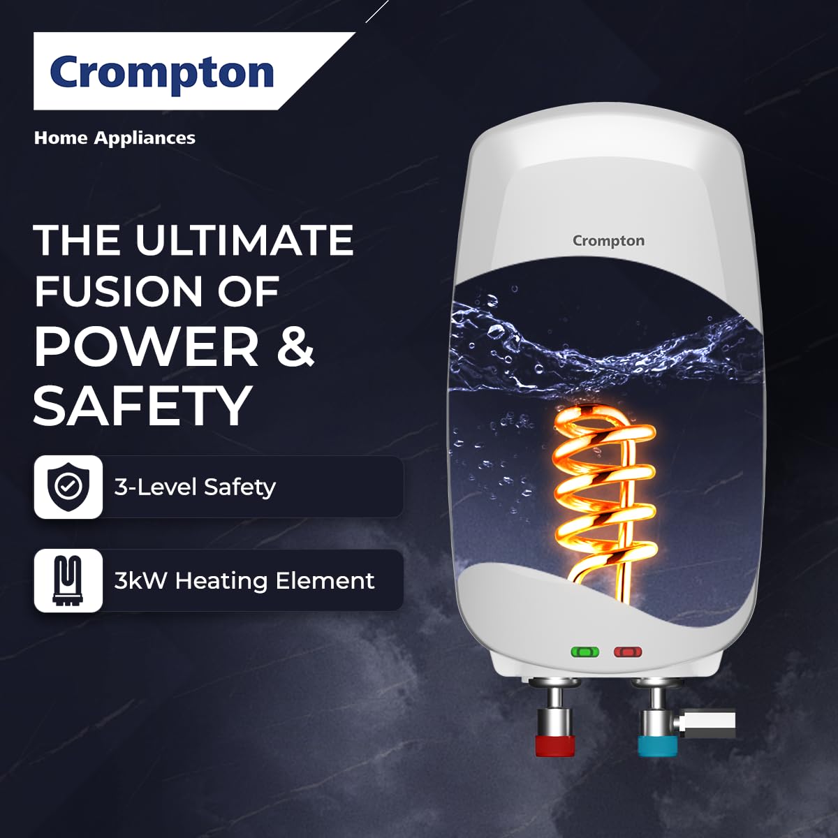Arno Neo 3 Litres instant water heater (Geyser) with 3 Level Advance Safety and Food grade technology|Rust proof Body | 5 years tank warranty | 2 years element warranty