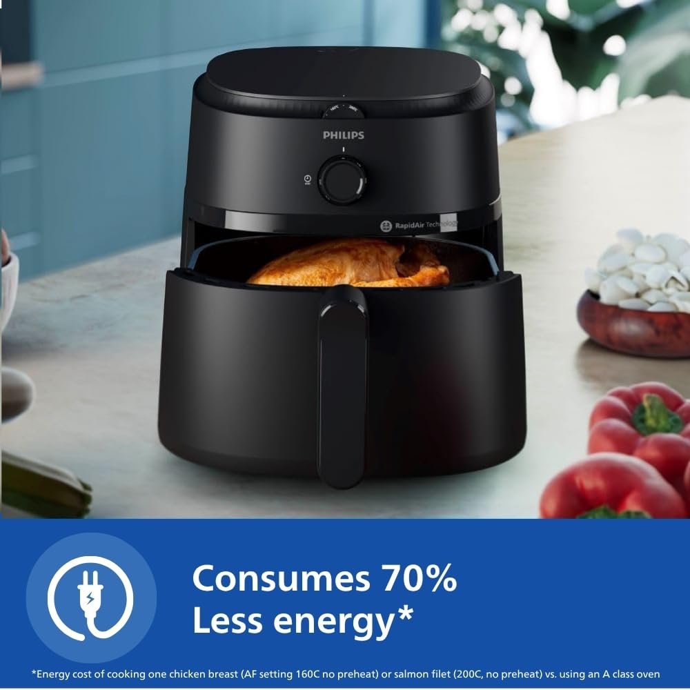 Air Fryer NA231/00 with touch panel, uses up to 90% less fat, 1700W, 6.2 Liter, with Rapid Air Technology (Black),Cooking window, Extra Large