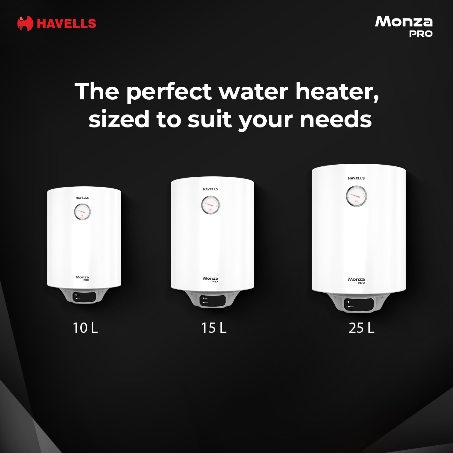 Havells Monza Pro 10L Storage Water Heater(Geyser)|Faster Heating|Safer to use|Saves electricity|Engineered for Hard Water|Endurashield Coated Anti Rust Tank|Whirlflow Technology|High Rise suitable
