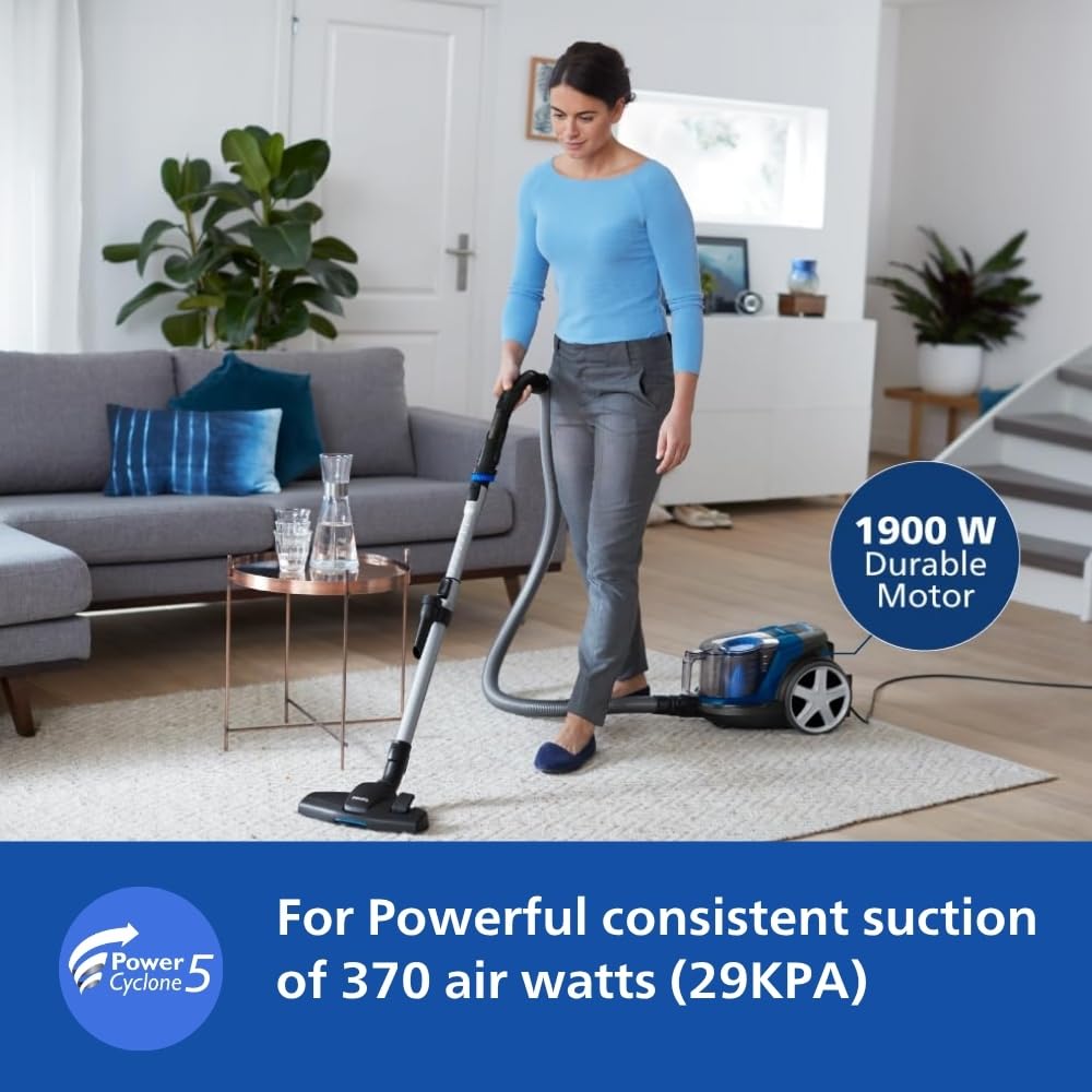 PowerPro FC9352/01-Compact Bagless Vacuum Cleaner for Home |1900Watts for Powerful Suction |Compact and Lightweight| PowerCyclone 5 Technology and MultiClean Nozzle |2 Years Warranty