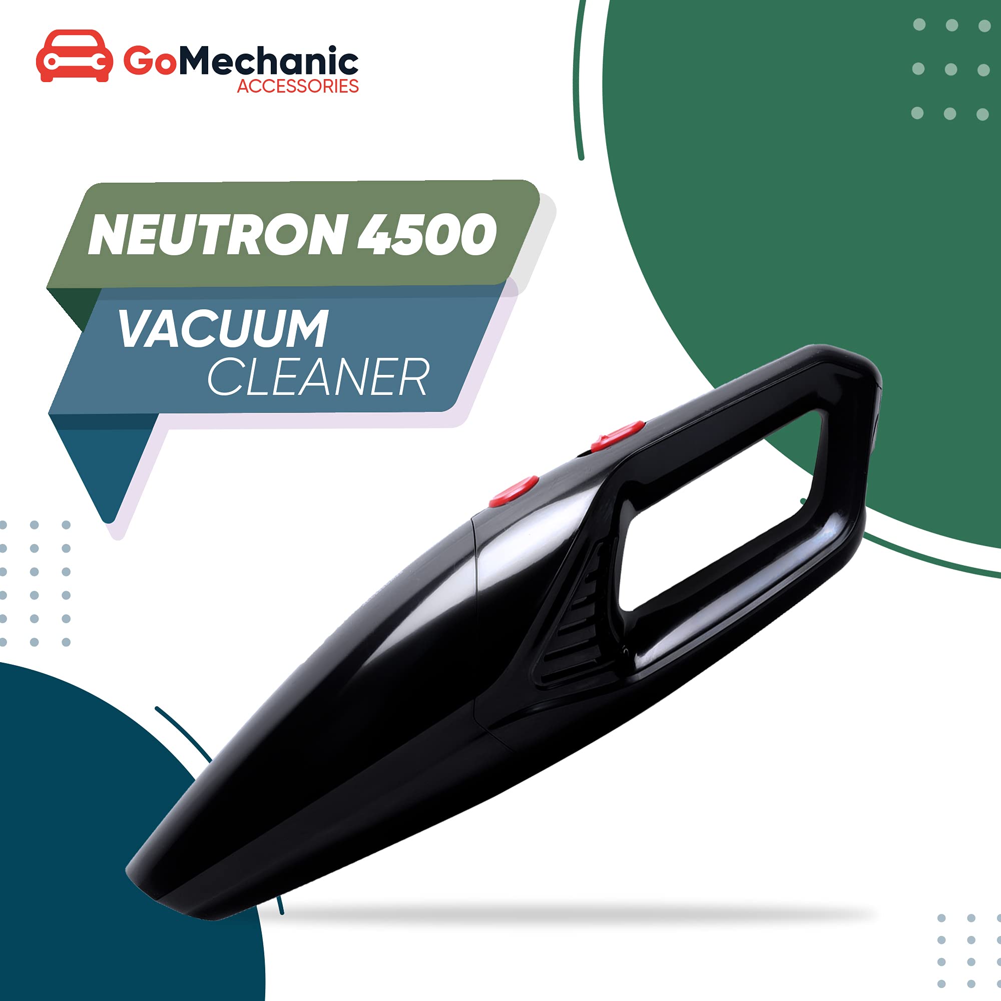 Neutron 4500 Handheld Super Suction Wet/Dry 4.5KPa Power Car Vacuum Cleaner with Anti-Bacterial Cleaning (Black)