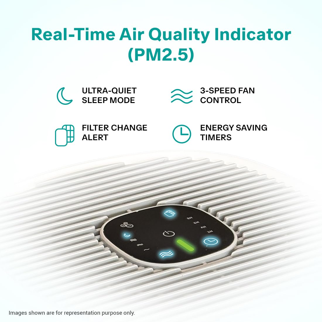 Eureka Forbes 270 Air Purifier for Home |True HEPA H13 Filter & Real-time AQI Indicator |1.5-2 Yrs Filter Life* | Removes 99.97% PM2.5, Dust, Allergens, Bacteria & Pollen | Covers up to 365 Sq.Ft