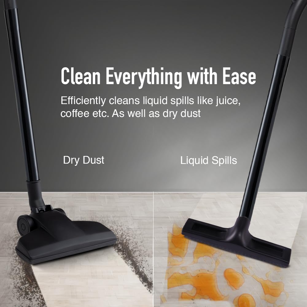 Vortex Plus Wet & Dry Vacuum Cleaner | Blower Function | 1200W Power & 12L Capacity | High Suction 17 kPa | Cyclone5 Technology | HEPA Filter | ABS Body & Rubberised Wheels | Black & Grey