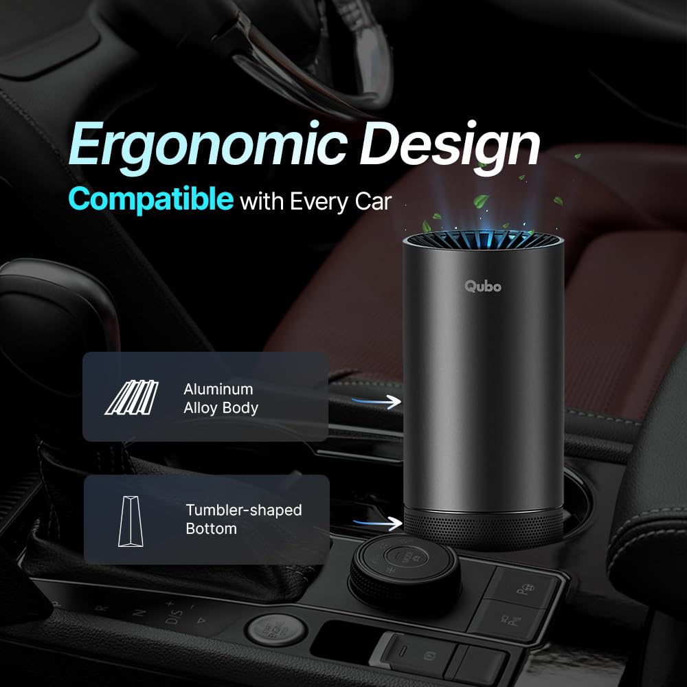 Qubo Car Air Purifier Pro from Hero Group | 3-Layer Filtration | Negative Ion Technology | Pre-filter, HEPA13 & Activated Carbon Filter | Removes PM 2.5 & PM 10 | Black