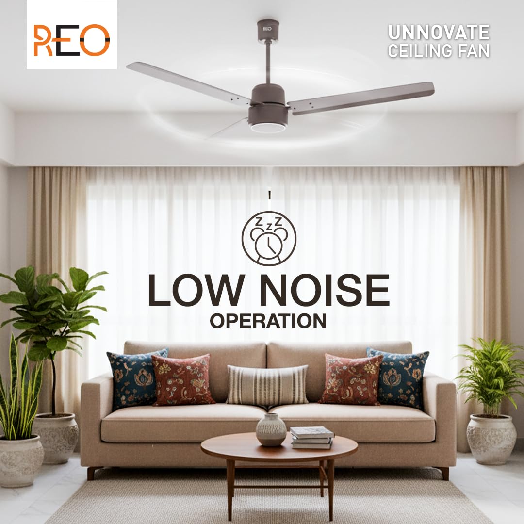 REO By UNNOVATE BLDC 1200MM 5 Star Rated Ceiling Fan| Air Flow: 220 CMM| Speed: 350 RPM|Watt: 33W| Reverse Rotation Mode| Timer Setting| 2 Year Door Step Warranty By Manufacturer (Cocoa Brown)
