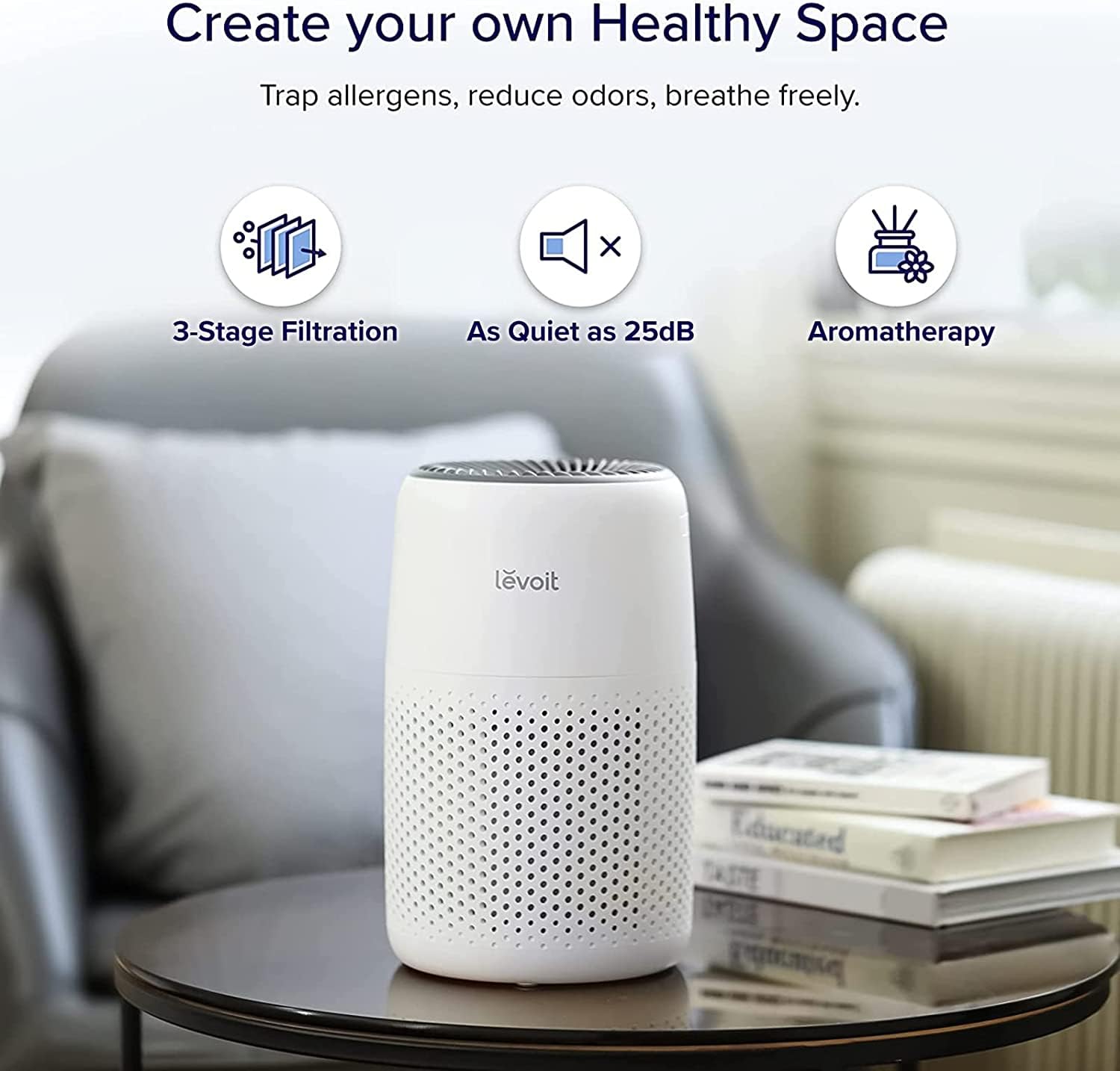 Core Mini Air Purifier for Coverage Area 183 Sq Ft, H13 True HEPA Filter, Remove 99.97% Dust, Smoke, & Pollen, With Fragrance Sponge, (2 Years Warranty)