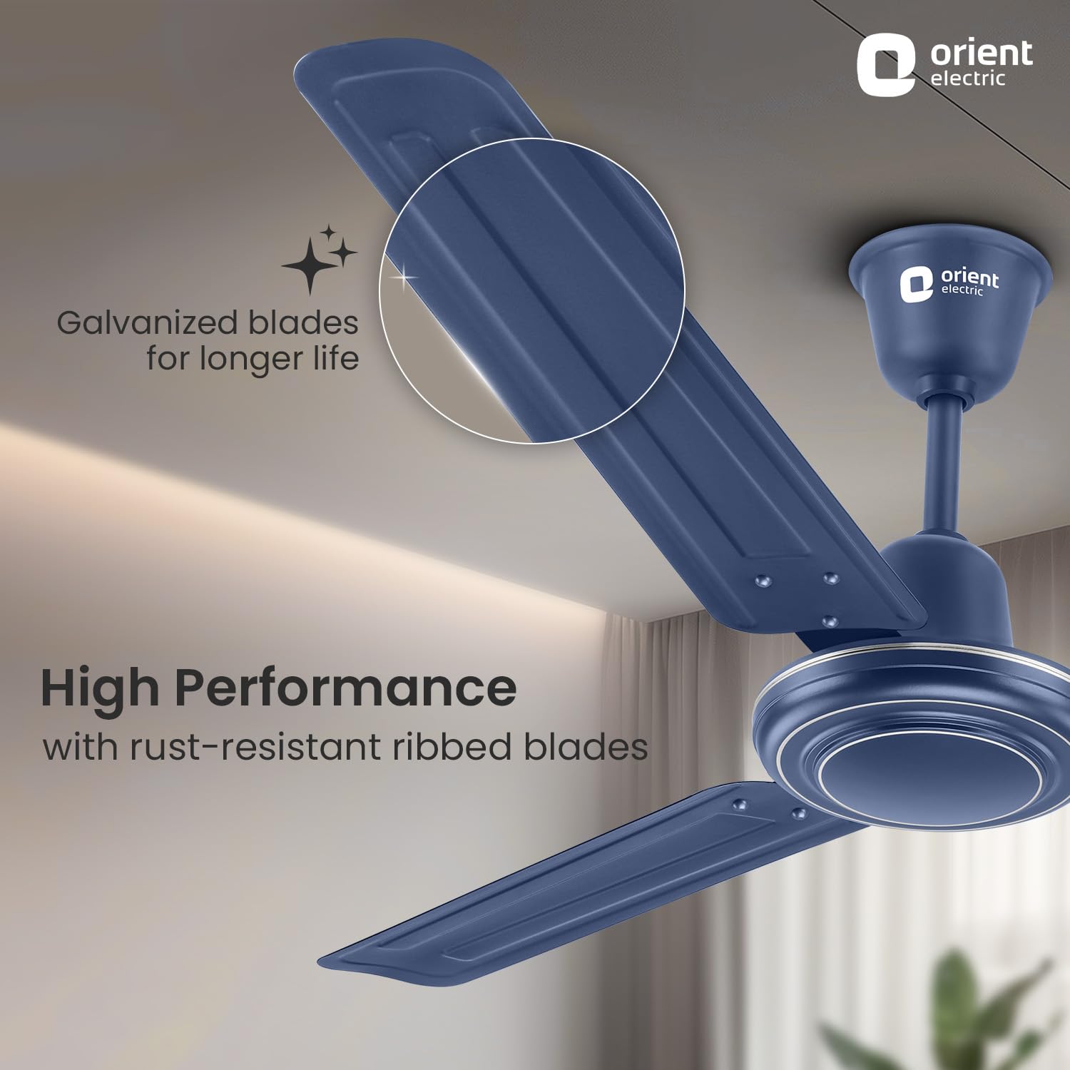 Orient Electric Apex-FX 1200mm Ceiling Fan for Home| BEE 1 Star Rated Energy Efficient Fan| Rust Resistant | Strong and Powerful Motor | 2 Years Warranty by Orient | Blue - Pack of 1