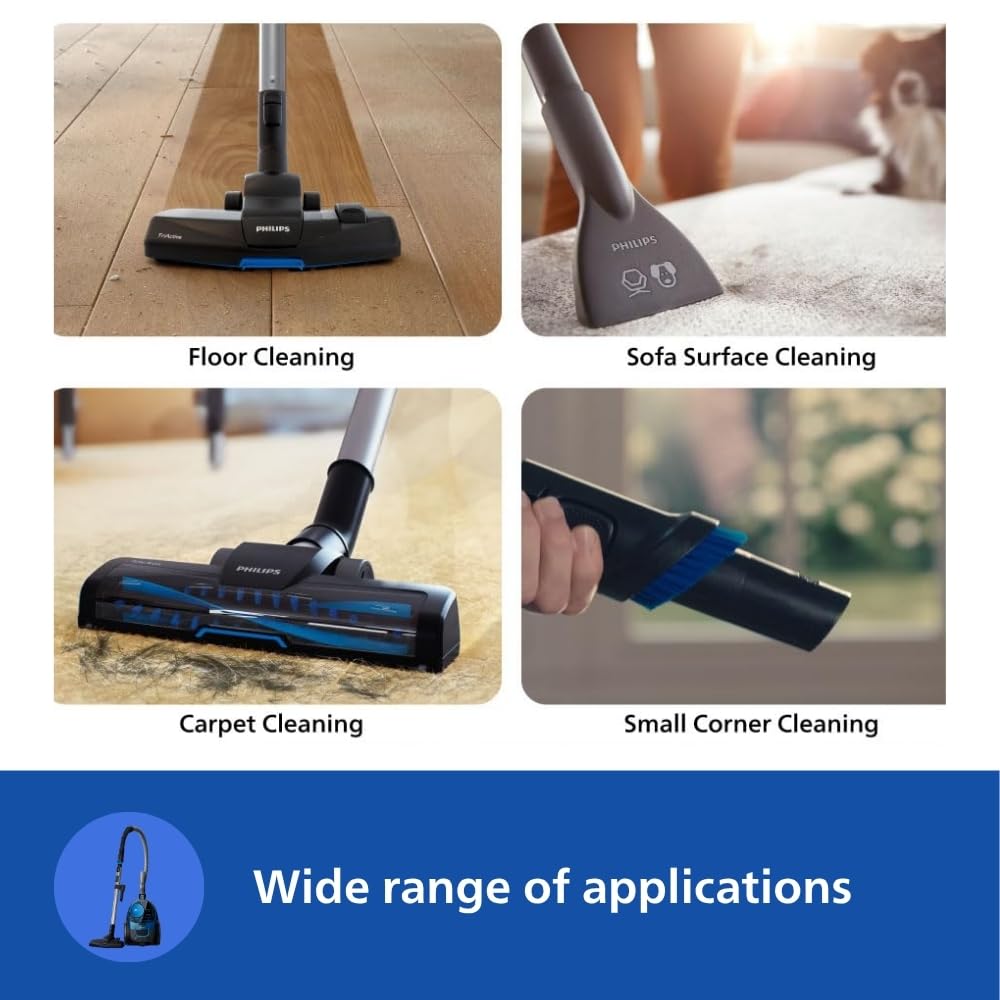 PowerPro FC9352/01-Compact Bagless Vacuum Cleaner for Home |1900Watts for Powerful Suction |Compact and Lightweight| PowerCyclone 5 Technology and MultiClean Nozzle |2 Years Warranty