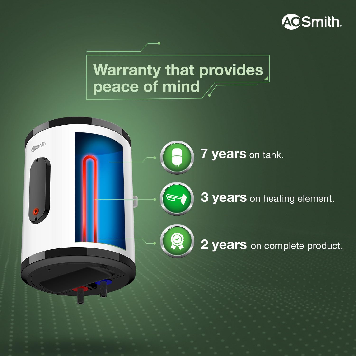 AO Smith Geyser VAS PLUS 25 Litre | 5 Star BEE Rating | Powerful 2KW Water Geyser for Bathroom | 2X Corrosion Resistant | Storage Water Heater | Warranty: 7Yr Tank, 3Yr Heating Element, 2Yr Overall