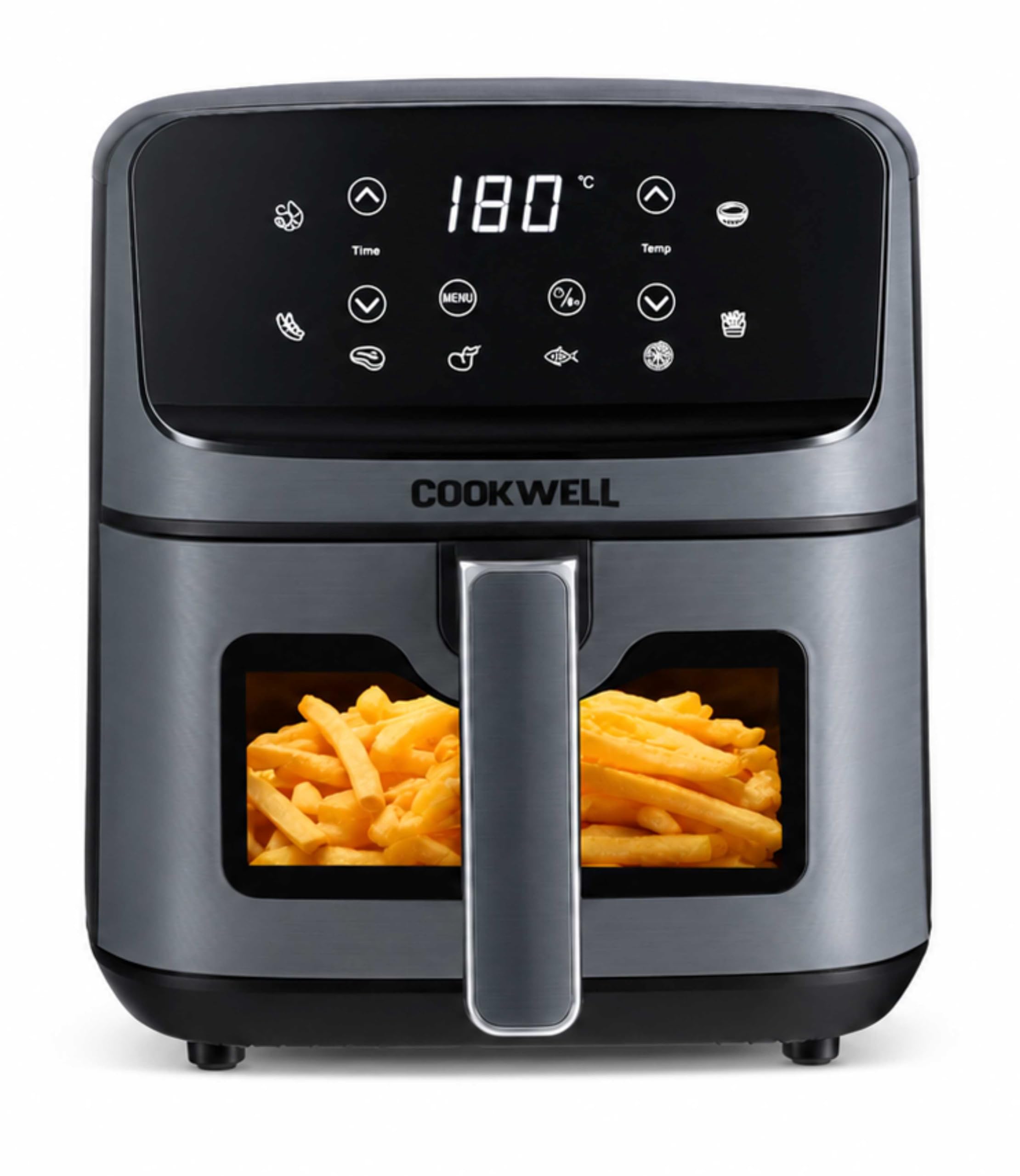 Air Fryer - 5L With See Through Window - 1400W (Grey & Black)