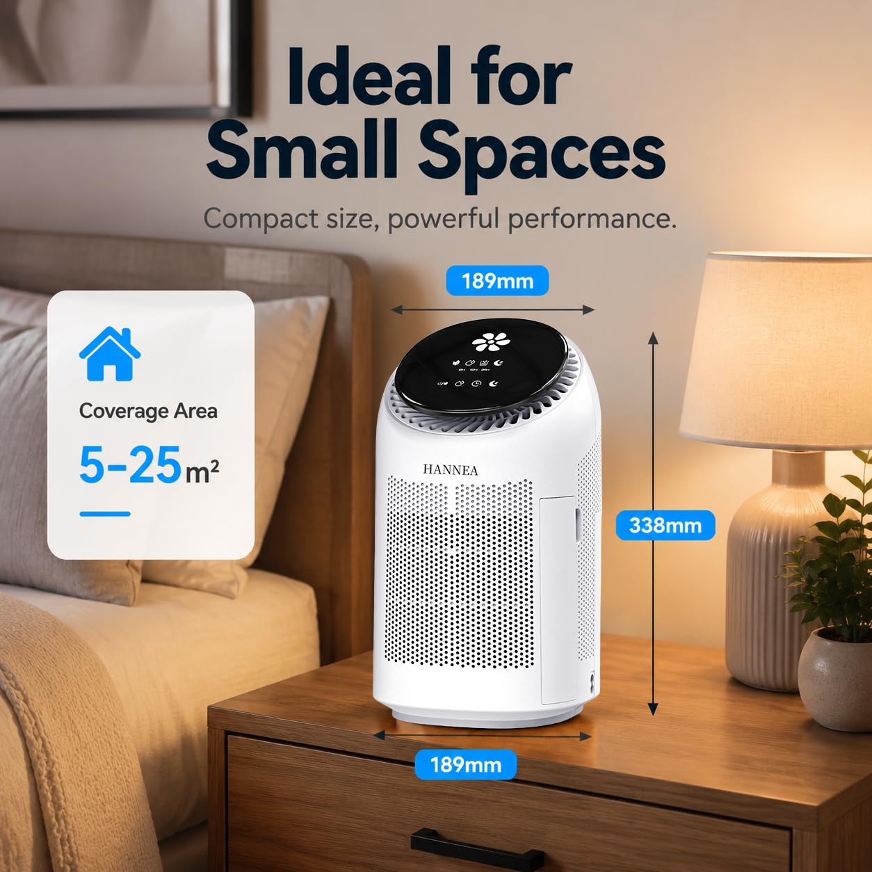 HANNEA® 2-in-1 Dehumidifier & Air Purifier, Dehumidifier for Home (269 Sq. Ft), 1L/Day | 700ML Tank | H12 HEPA Filter | 120 m³/H CADR | 3 Timers | Auto Shutoff | Sleep Mode | Defrost | with Drain Hose