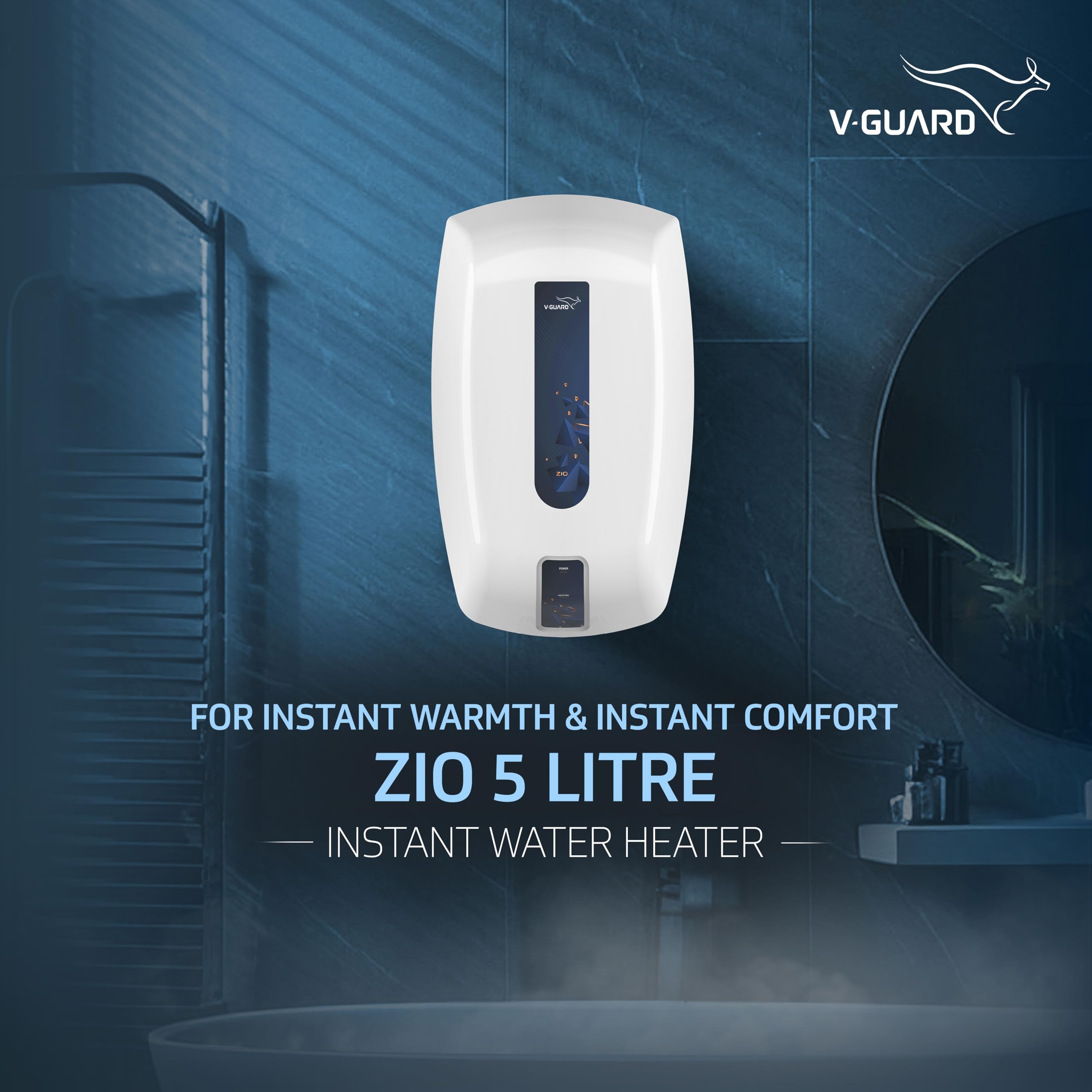 Zio Geyser 5 Litre Instant Water Heater | Advanced Multi-Layered Safety | 3000 W Powerful Heating | Suitable For Kitchen & Bathroom | 5 Year Inner Tank Warranty by | White-Blue