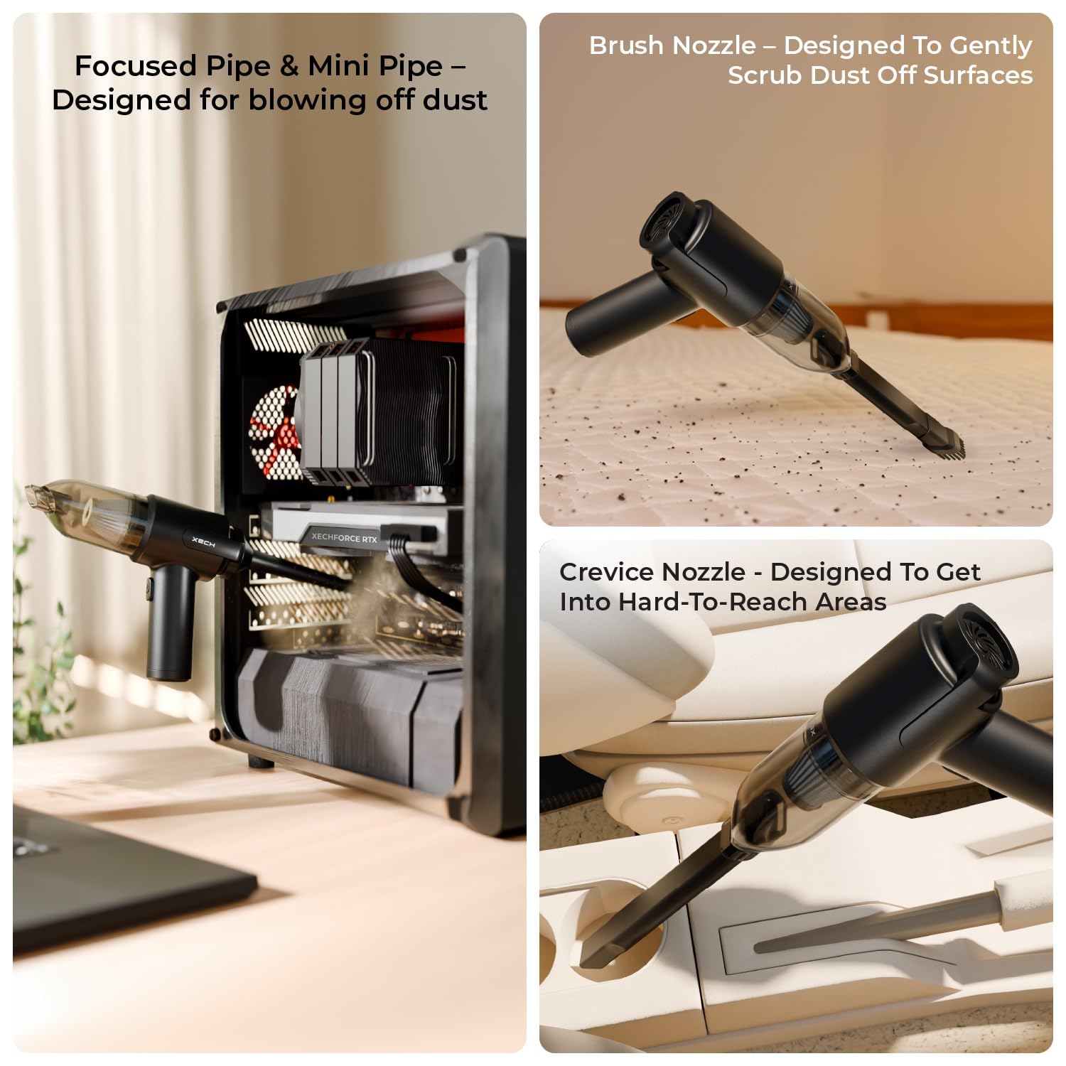 Vacuum Cleaner with Blower & Inflator | Cordless Vacuum Cleaner for Home Use | 2 in 1 Car Vacuum with Air Duster | Portable Sofa Vacuums | Rechargeable 9000pa (V-Gun PRO)