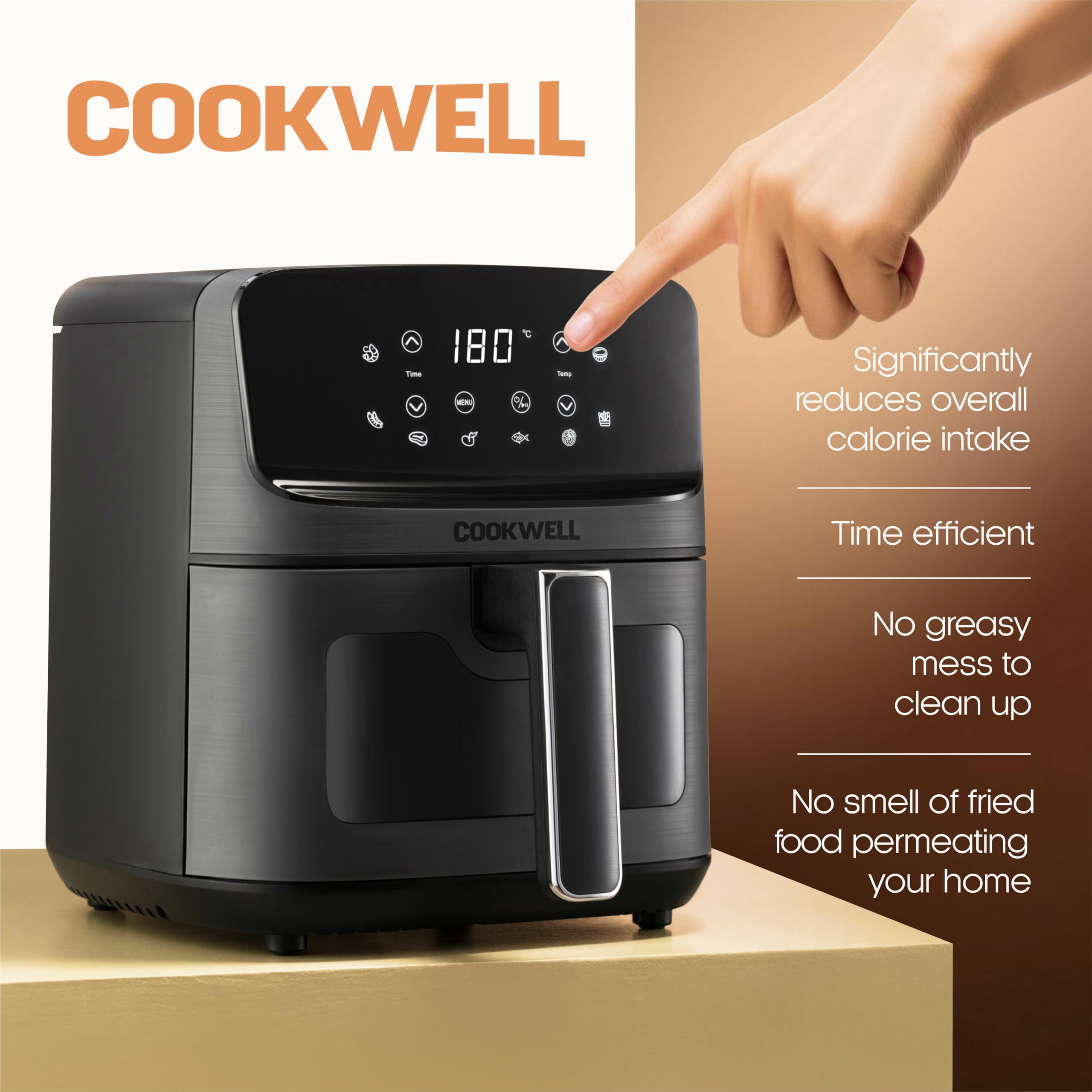 Air Fryer - 5L With See Through Window - 1400W (Grey & Black)
