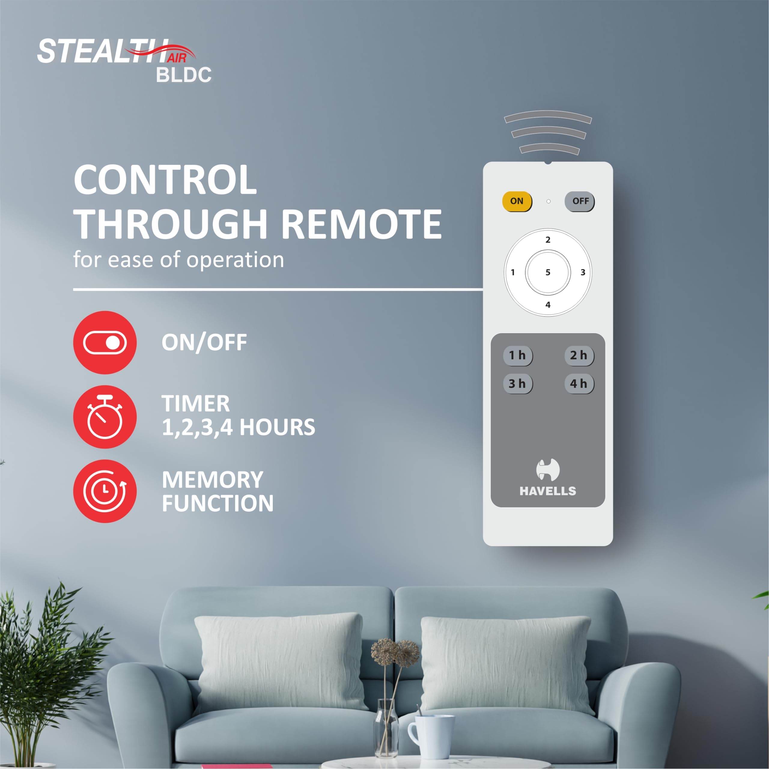 Stealth Air BLDC 1200mm Ceiling Fan| Upto 55% Energy Saving| Silent & Premium| 5 stars Rating| 100% Copper Motor| RF Remote, Memory Backup, Timer| (Pearl White, Pack Of 1)
