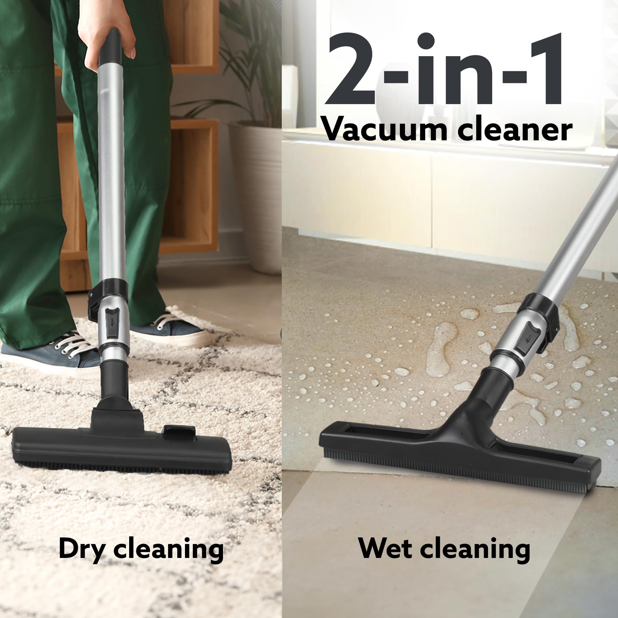 AGARO Ace Wet & Dry Vacuum Cleaner, 1600 Watts, 21.5 Kpa Suction Power, 30 litres Tank Capacity, Home Use, Blower Function, Washable 3L Dust Bag, Stainless Steel Body (Black/Red/Steel)