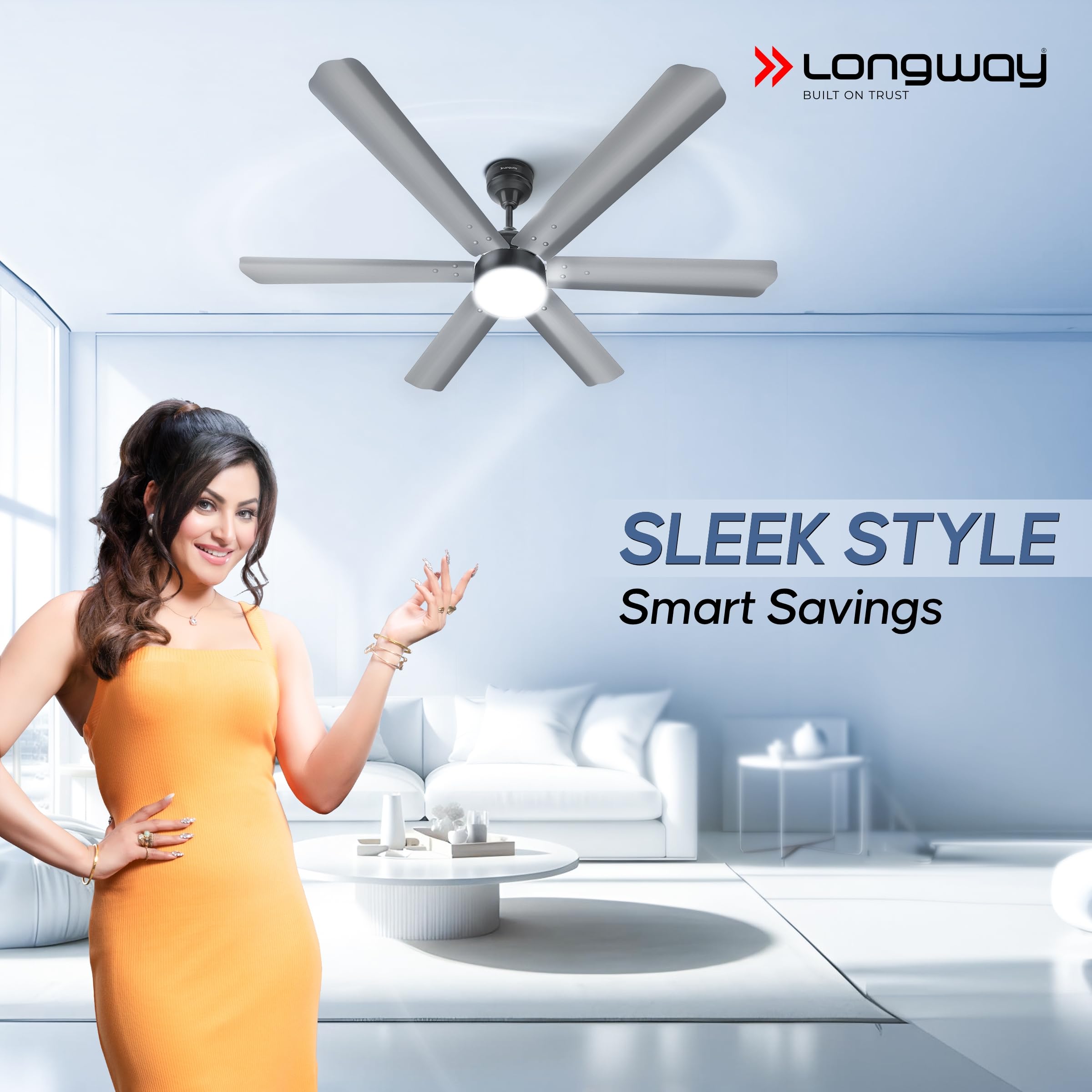 Luminair 1200 mm BLDC Ceiling Fan with Remote Control & LED Light|BEE 5 Star Rated Energy Efficient|Ultra High Speed 6 Blade Anti-Dust Decorative Ceiling Fan|5 Years Warranty (Gray, Pack of 1)