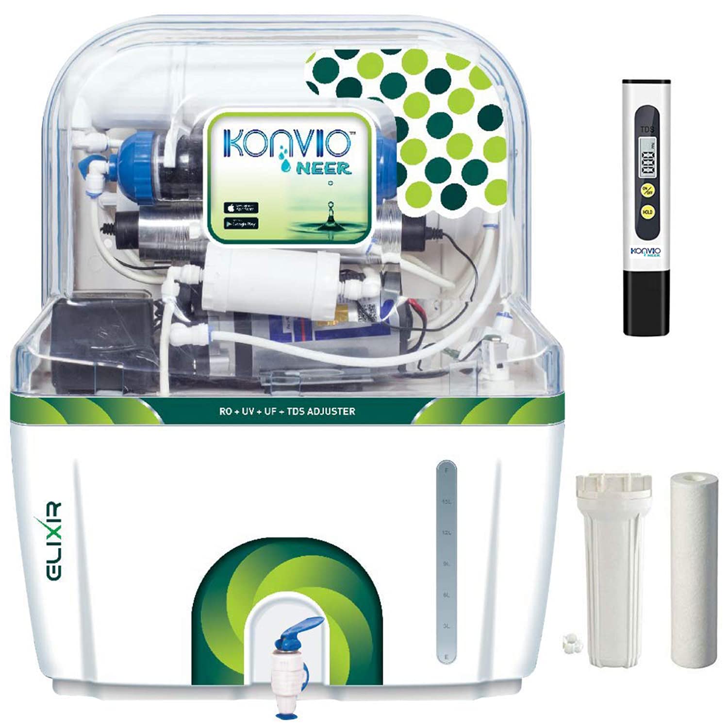 AquaPious RO + UV + UF + TDS Adjuster Water Purifier with Advanced UV | 15L Storage | Wall Mount | Green Pious