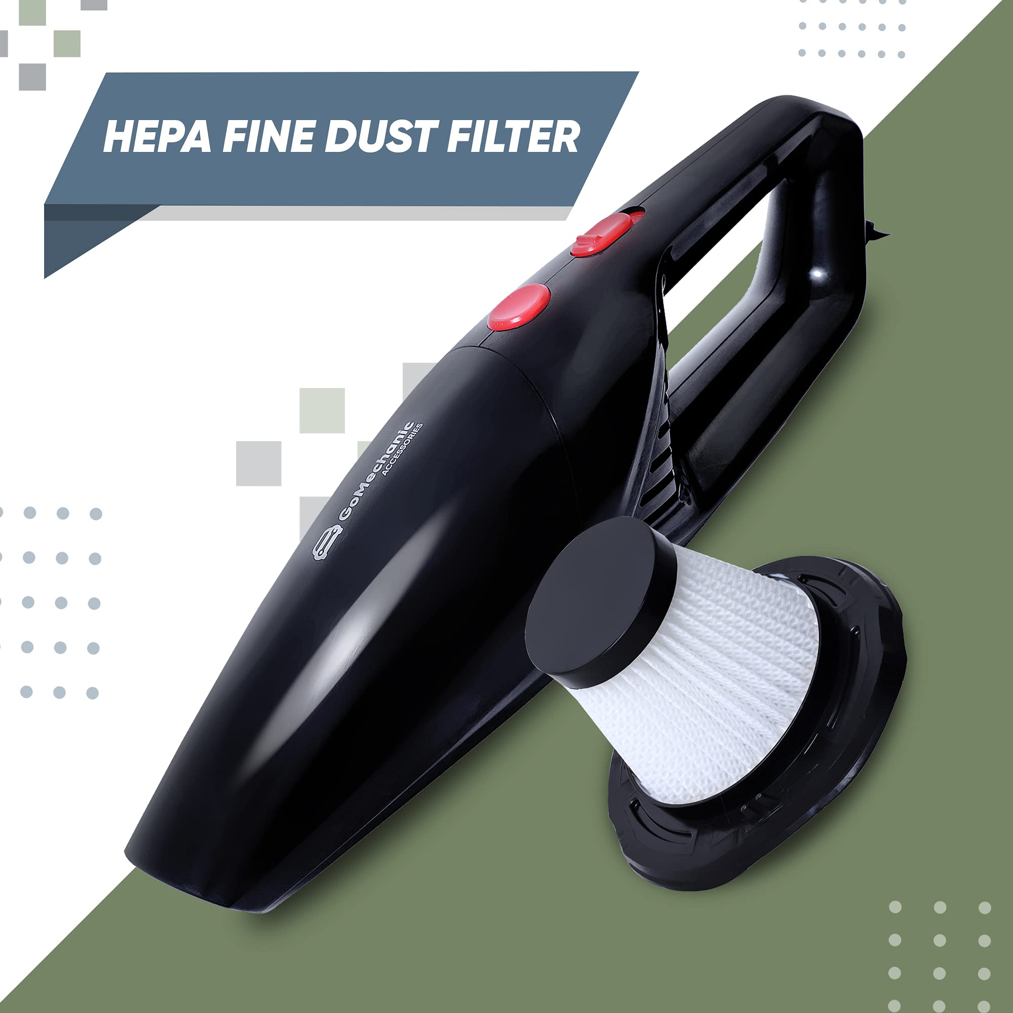 Neutron 4500 Handheld Super Suction Wet/Dry 4.5KPa Power Car Vacuum Cleaner with Anti-Bacterial Cleaning (Black)