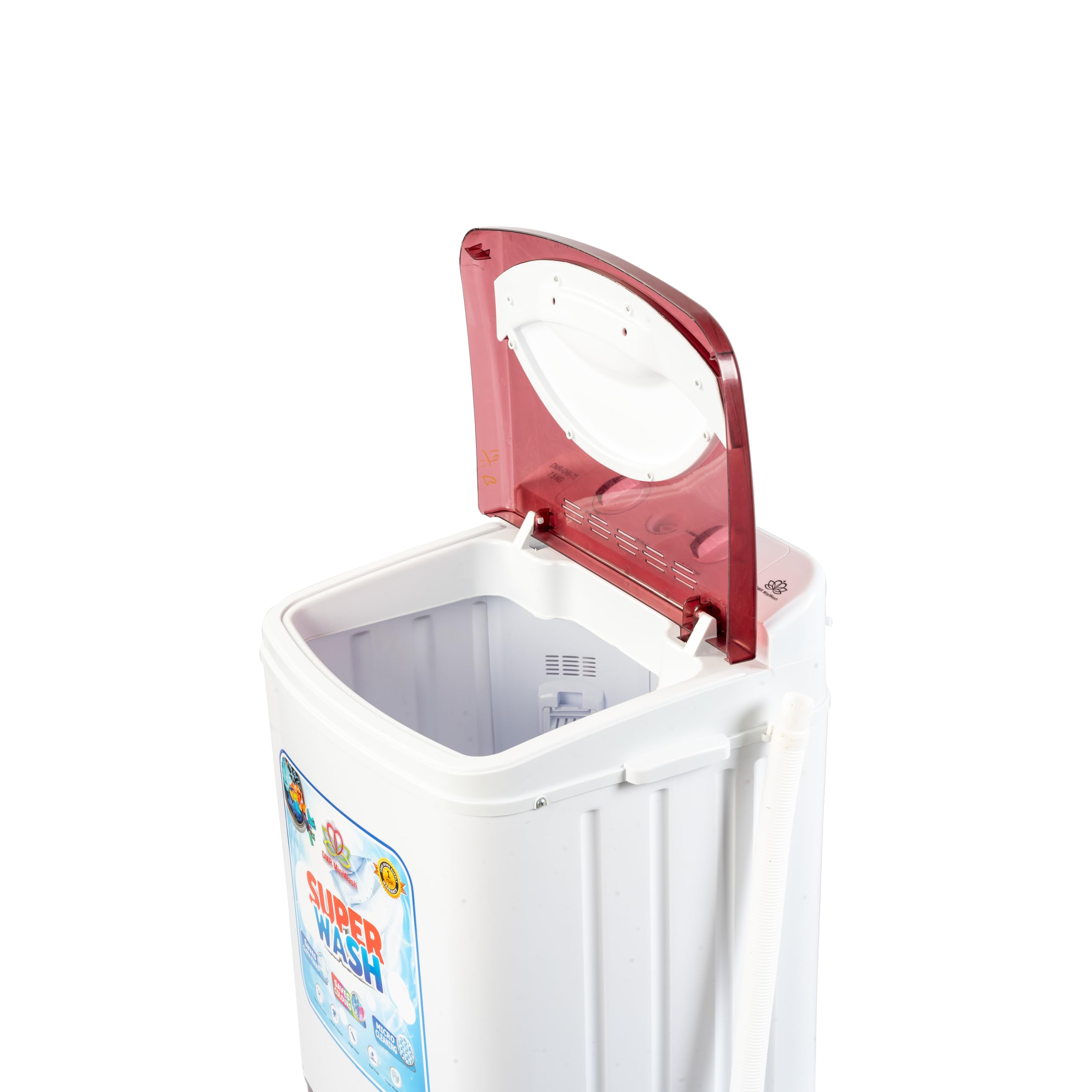 Only Washer with 7.5Kg Super Washing Cpacity and 2 Year Free Spare Supply Warranty. (Only Washer - No Spin dryer) (Burgundy)