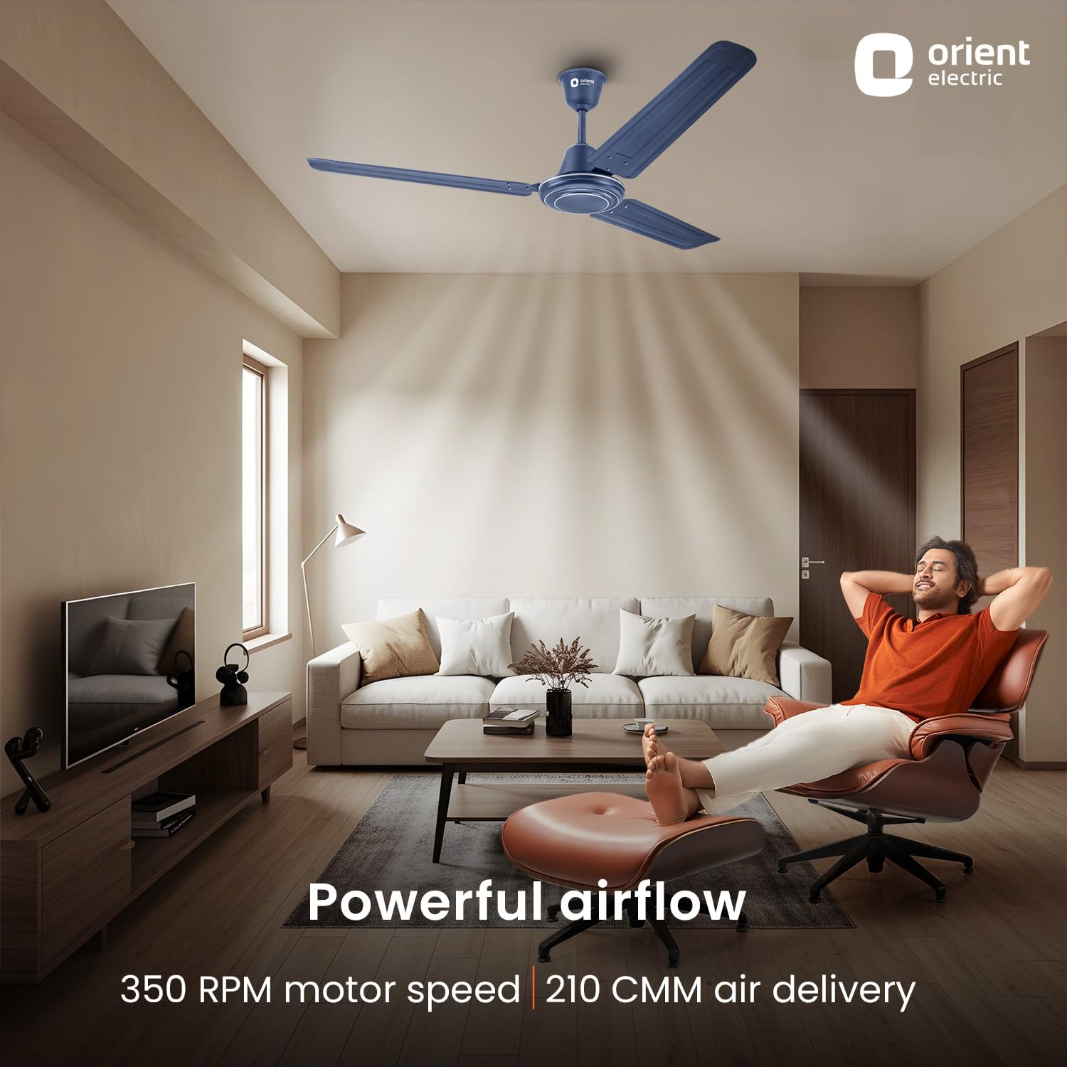 Orient Electric Apex-FX 1200mm Ceiling Fan for Home| BEE 1 Star Rated Energy Efficient Fan| Rust Resistant | Strong and Powerful Motor | 2 Years Warranty by Orient | Blue - Pack of 1