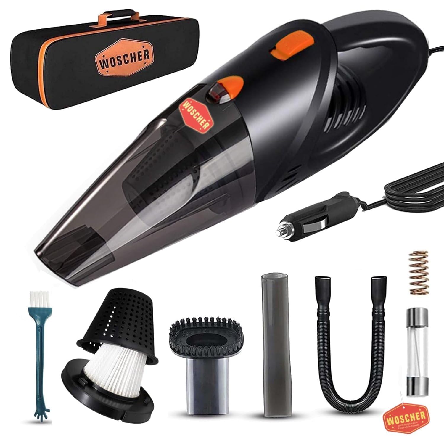 AutoVac Pro High Power Auto Car Vacuum Cleaner for Deep Cleaning, Hand Held Portable Car Vacuum with DC 12V, 140W Vacuum Motor & Powerful Suction 5000PA, Black