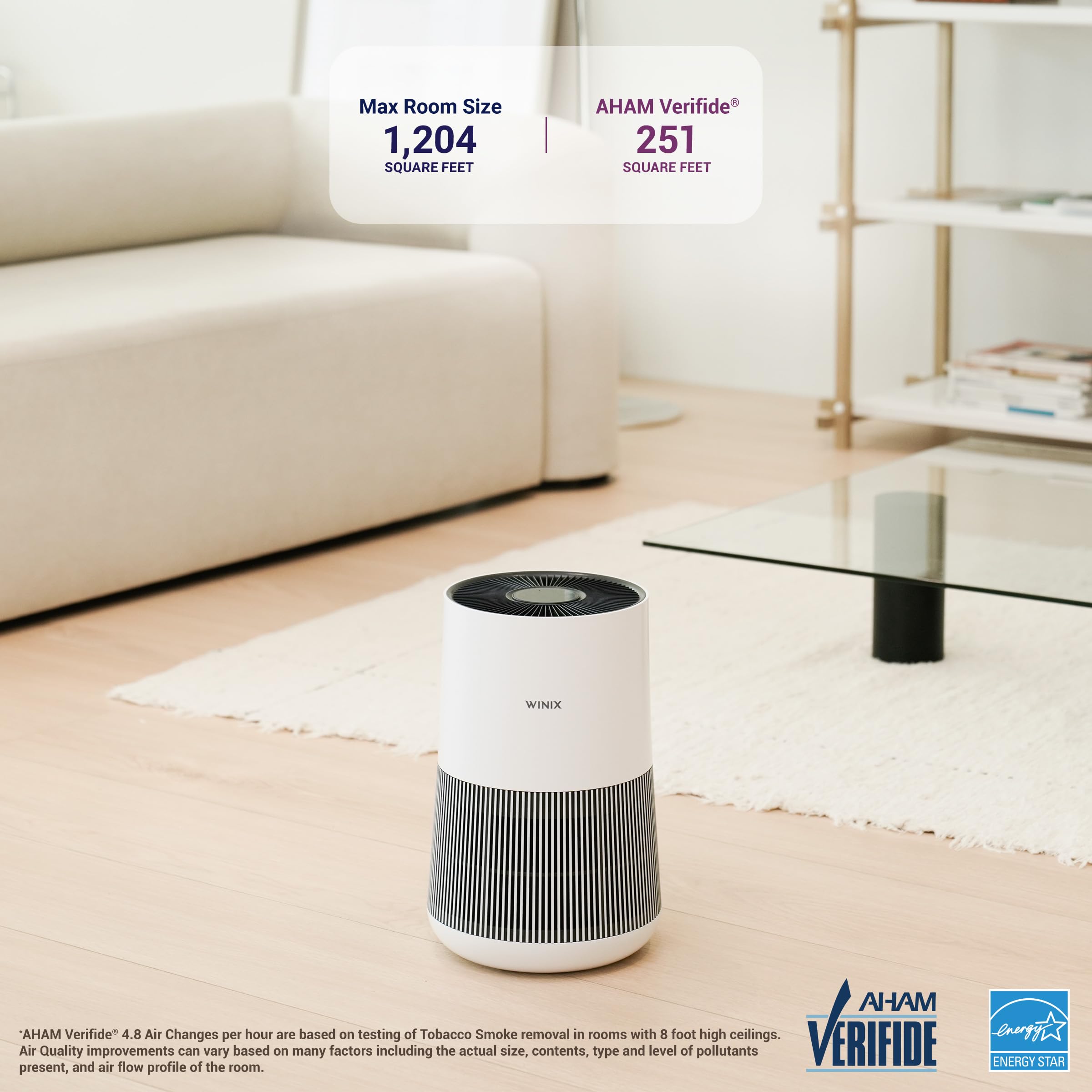T500 360° All-in-One 4-Stage True HEPA Smart Air Purifier with PlasmaWave® Technology, Activated Carbon (12M) & AHAM (251sqft), Ideal For Bedrooms,2 Year Warranty.