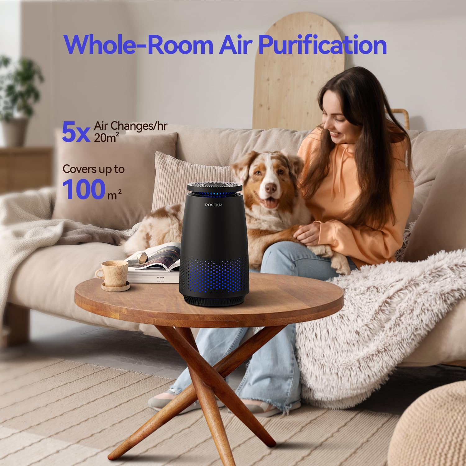 Air Purifiers for Home Bedroom, Air Cleaner with 3-In-1 HEPA Filter for Dust Smoke Pet Dander Odor with Sleep Mode, Aromatherapy, Timer, Portable (Black)