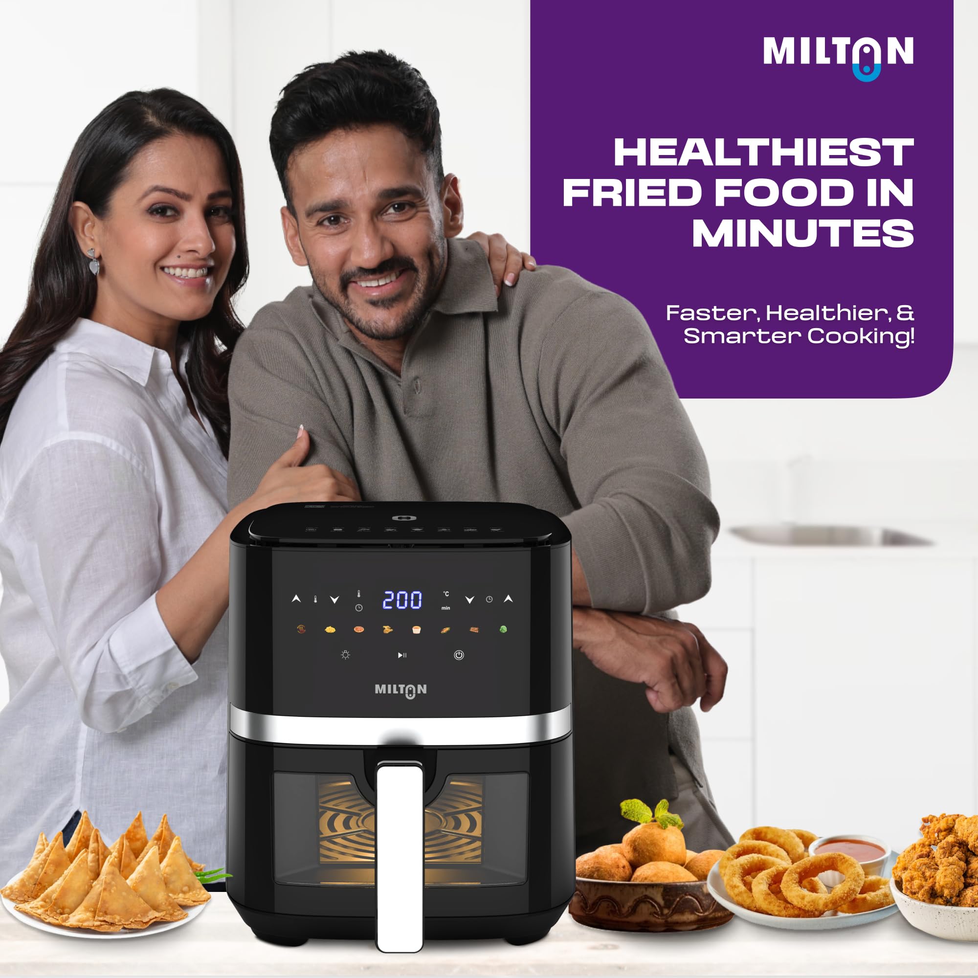 Rapid Digital Air Fryer 5L | 1450W | 360° High Speed Air Circulation | Up to 90% Less Oil Usage | 8 Preset Menus | Touch Control Panel & Digital Display | Auto Shut-Off | 1 Year Warranty