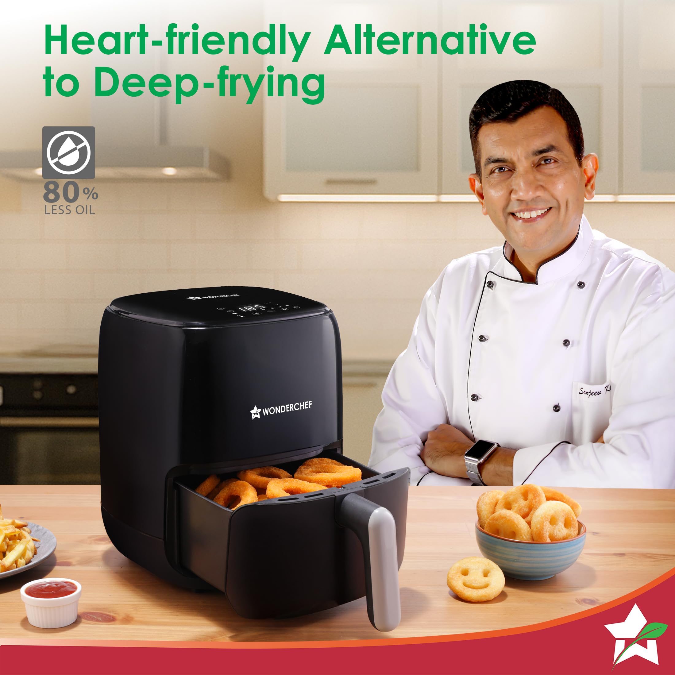 Neo Digital Air Fryer | 1000W, 2 Litres | Rapid Air Technology | Non-stick Basket | Auto Shut-off | Touch Screen | Fry, Bake, Grill, Roast | Cool Touch Handle | 2-Year Warranty | Black