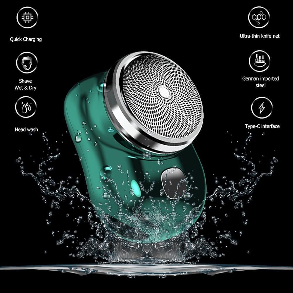 Mini Electric Shaver for Men – Portable Pocket Size Cordless Electric Razor, USB-C Rechargeable Travel Shaver with Stainless Steel Foil Blade, Waterproof Head, Trimmer for Beard, Face, & Touch-Ups (Black)