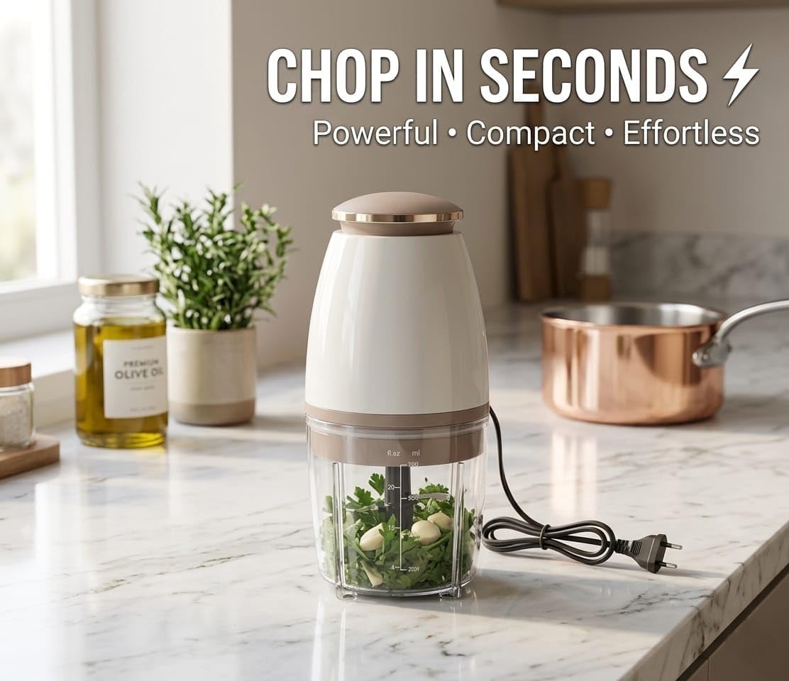 BTRD Electric Vegetable Chopper for Kitchen – Multipurpose Mini Food Processor, Fast Cutting for Onion, Fruits & Veggies, Easy One-Touch Use, Compact & Powerful