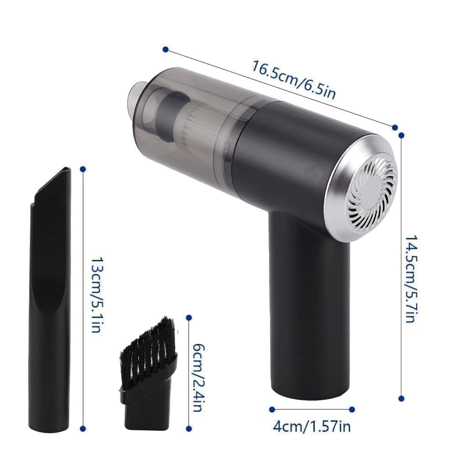 3-in-1 Portable Car Vacuum Cleaner with Blower, USB Rechargeable, Black, Wireless Handheld Mini Design, Strong Suction, Washable HEPA Filter for Car, Home, FOR TRAVEL (A2)