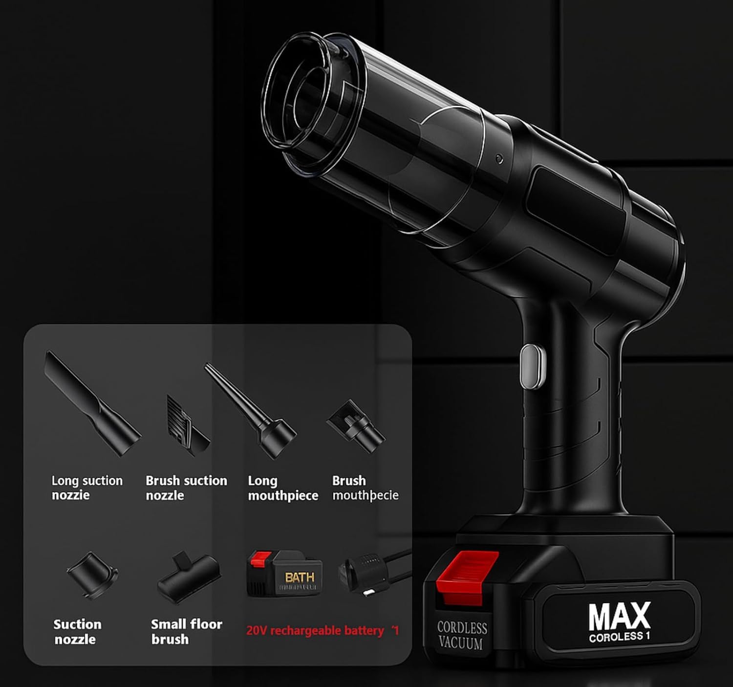Cordless Handheld VacuuMm Cleaner for Car & Home | Rechargeable Portable Wireless Mini Vacuum Cleaner | High Power Suction | USB Charging | Multi-Nozzle Dust Cleaner for Car, Sofa, Keyboard & Office