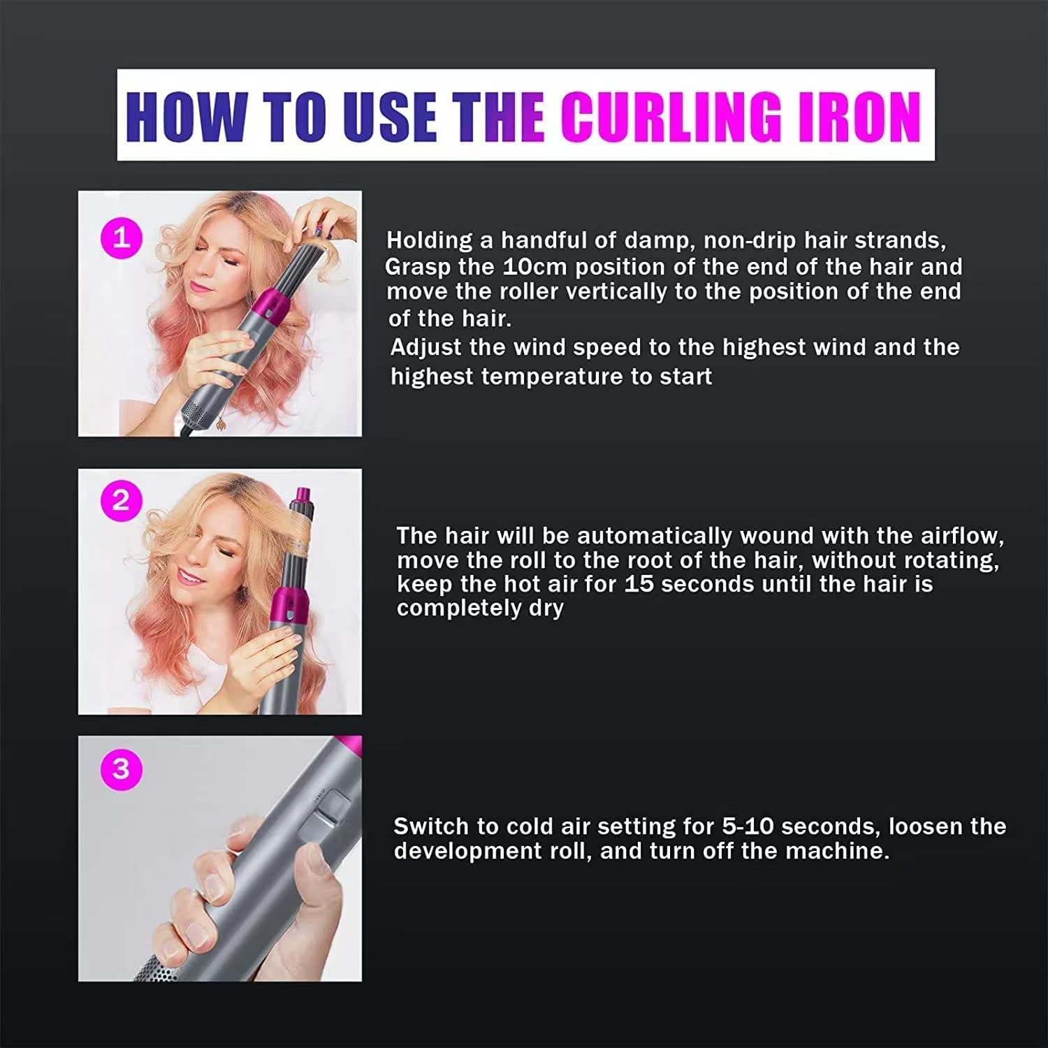 5-in-1 AirStyler- Hot Air Brush, Straightener Brush, Curling Tong, Blow Dryer, Concentrator & Diffuser | 50% Less Hair Breakage, 3 Settings | all in one ha (MULTI)