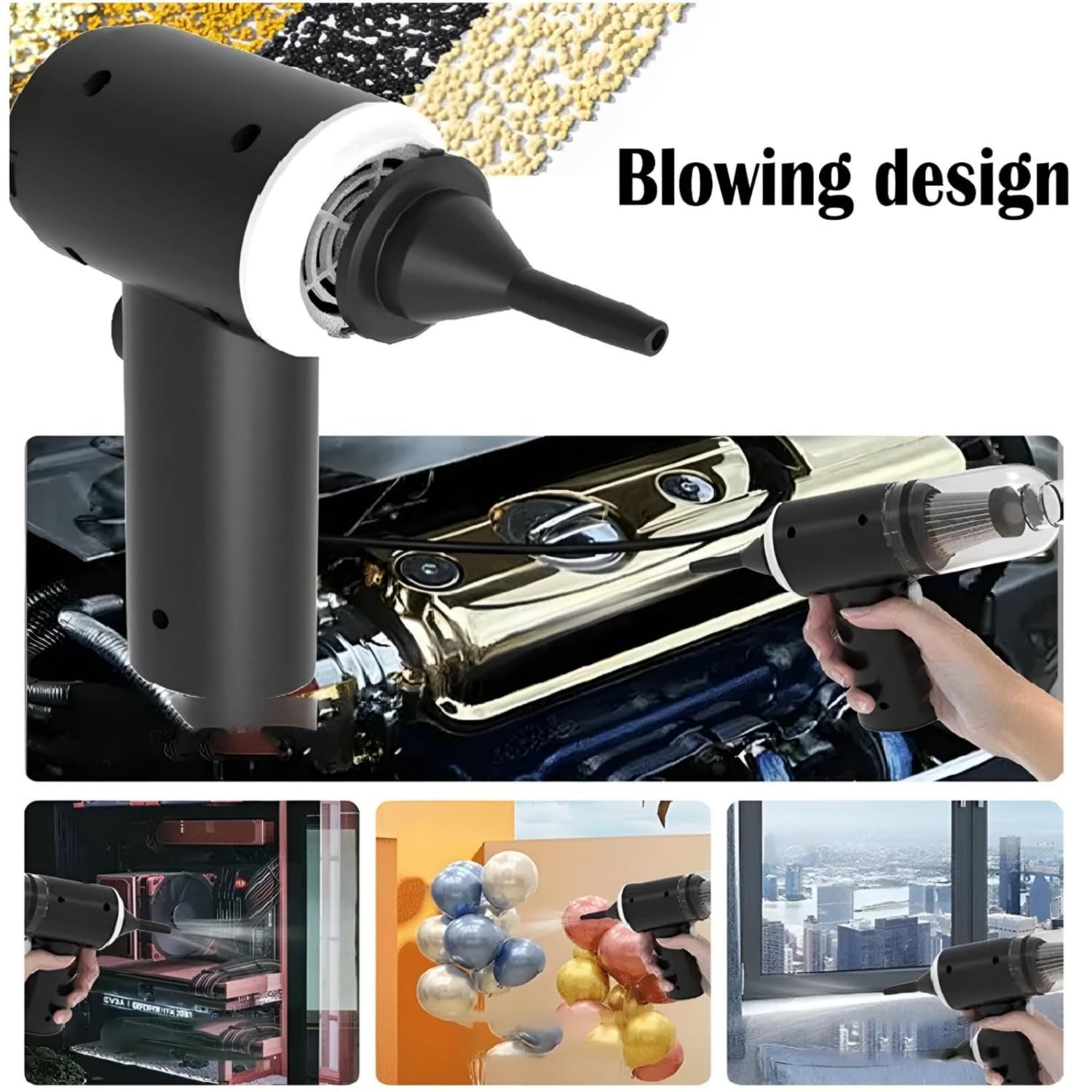 2 Set Combo of 2 in 1 Portable Mini Car Vacuum Cleaner with Blower and (Small Car Interior Brush), Rechargeable Wireless Handheld Vaccine Cleaner Vaccum, Cordless Blower for Dust Cleaning (Standard)