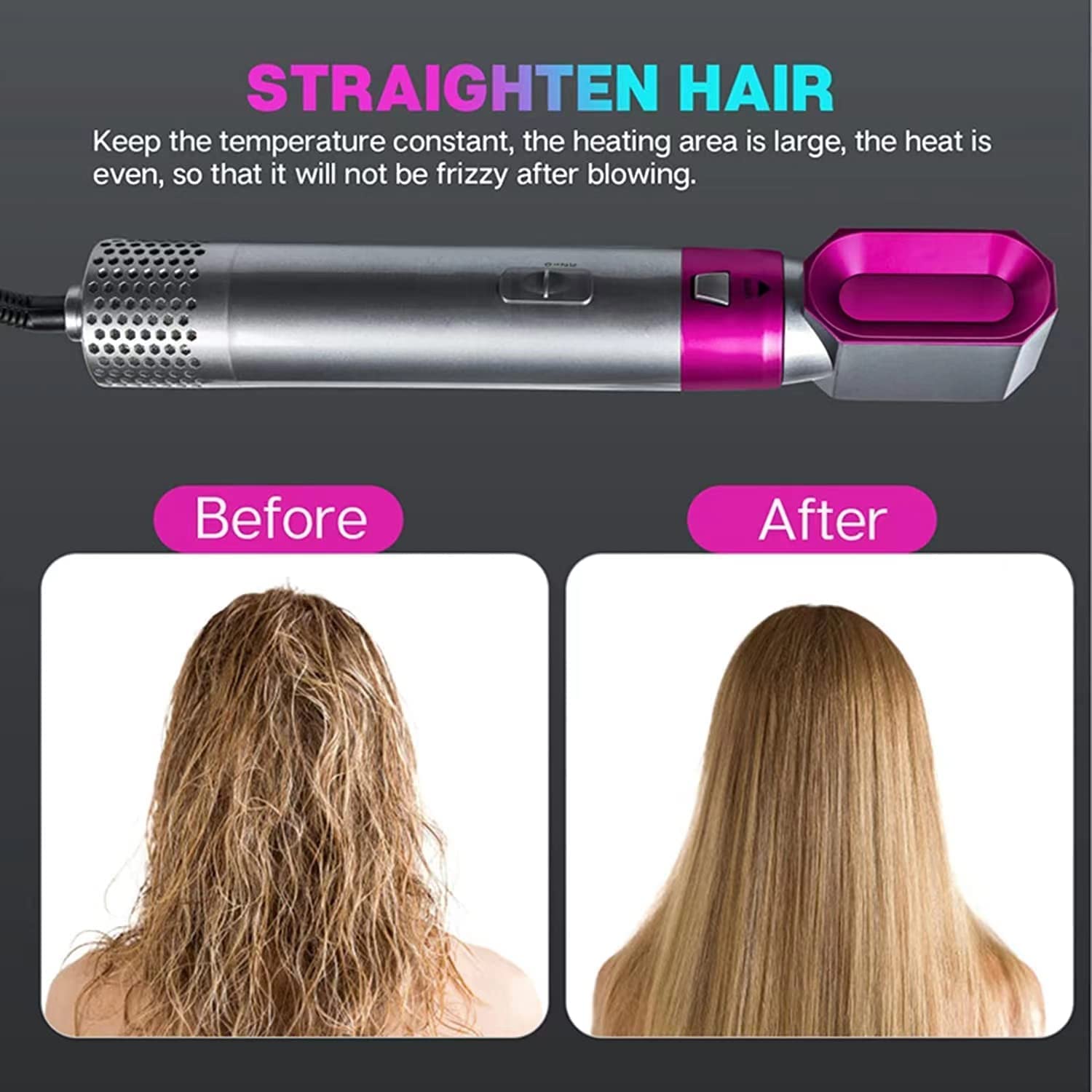 5-in-1 AirStyler- Hot Air Brush, Straightener Brush, Curling Tong, Blow Dryer, Concentrator & Diffuser | 50% Less Hair Breakage, 3 Settings | all in one ha (MULTI)