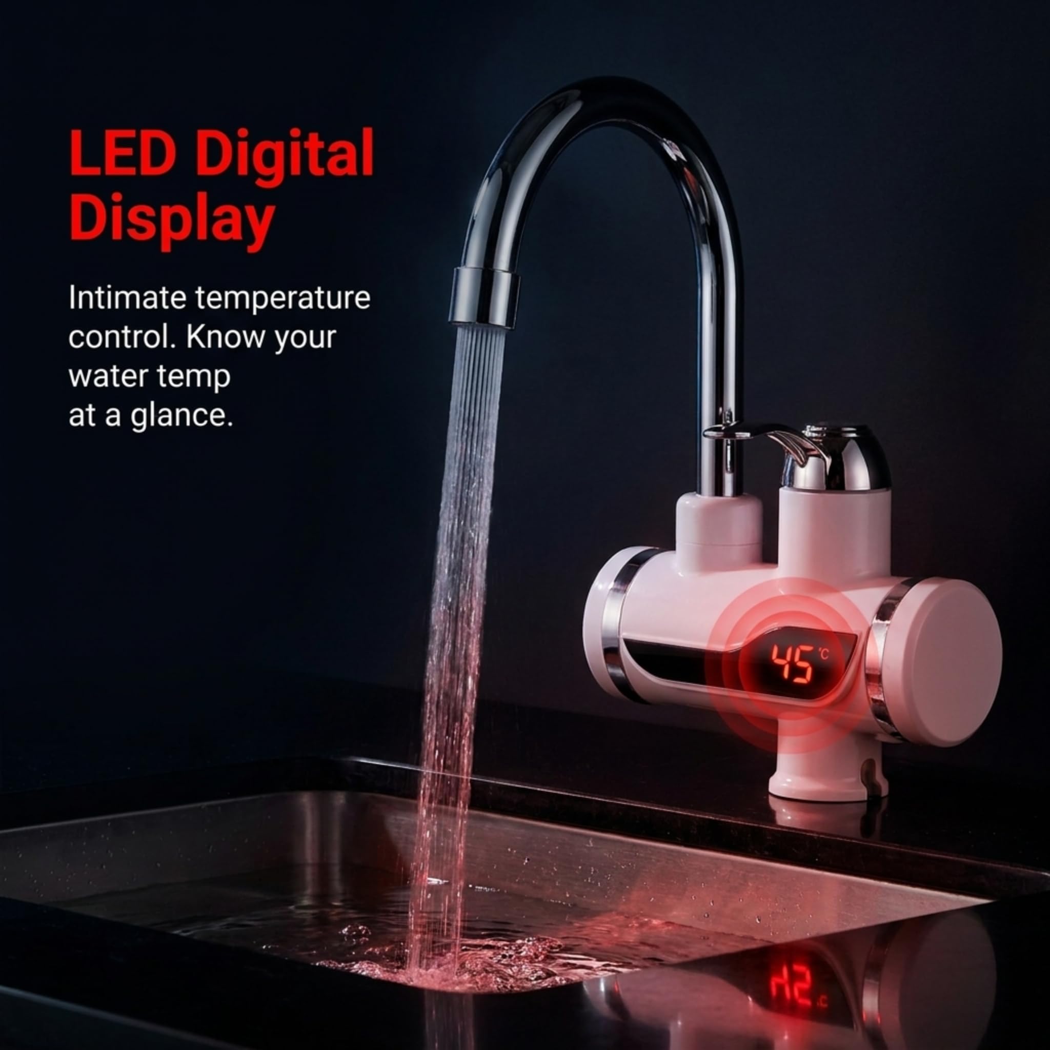 Instant Electric Water Heater Faucet with Adjustable Temperature Control, Tankless Hot Water Tap for Kitchen & Bathroom, Fast Heating, Energy-Efficient, 360° Swivel, Easy Installation