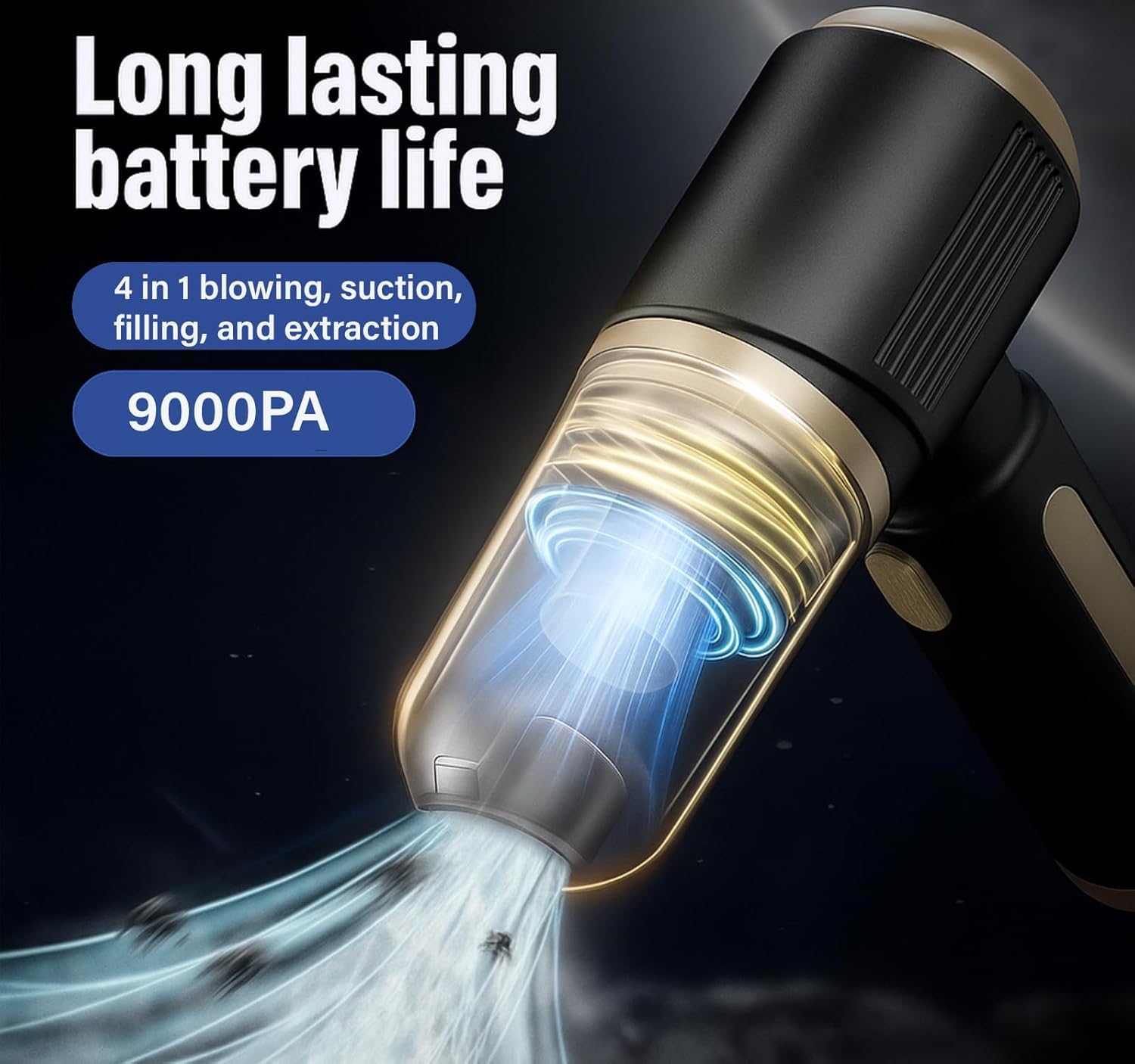Cordless Handheld VacuuMm Cleaner for Car & Home | Rechargeable Portable Wireless Mini Vacuum Cleaner | High Power Suction | USB Charging | Multi-Nozzle Dust Cleaner for Car, Sofa, Keyboard & Office