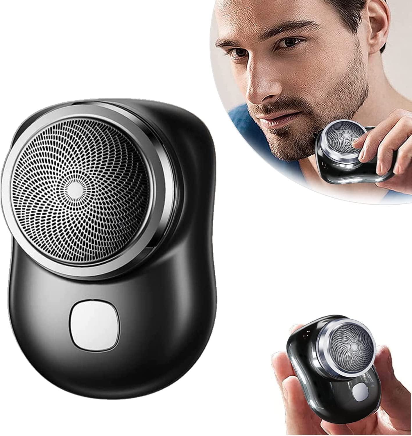 Mini Electric Shaver for Men – Portable Pocket Size Cordless Electric Razor, USB-C Rechargeable Travel Shaver with Stainless Steel Foil Blade, Waterproof Head, Trimmer for Beard, Face, & Touch-Ups (Black)