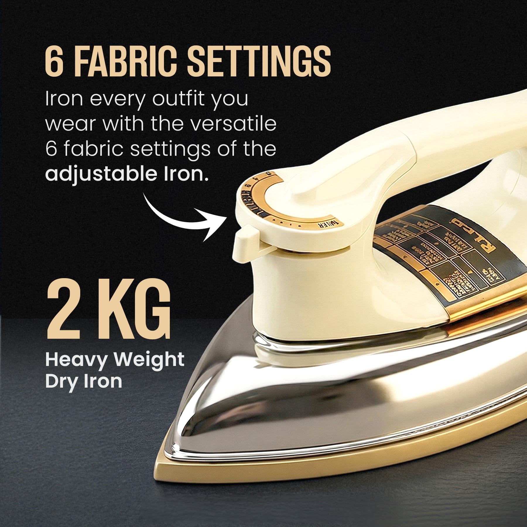 1200W 2KG Heavy Weight Dry Iron With 2 Years Replacement Warranty | Japanese Quick Heat Technology with Advance Sole Plate Iron Press | Shock Proof Iron Box for Clothes | Made In India - AI14